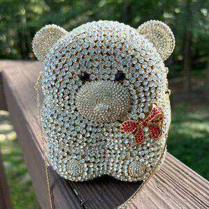 Crystal Teddy Bear Evening Bag/Clutch